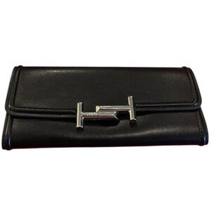 Tod's Black Wallet with Silver Accent